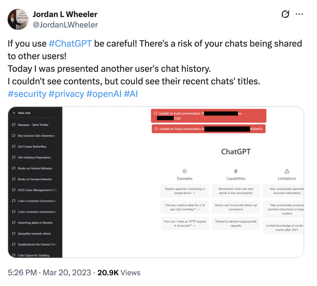 user's chat history image