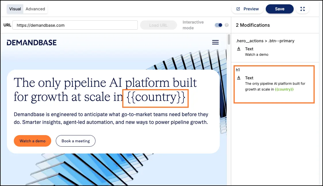 Demandbase Website personalization