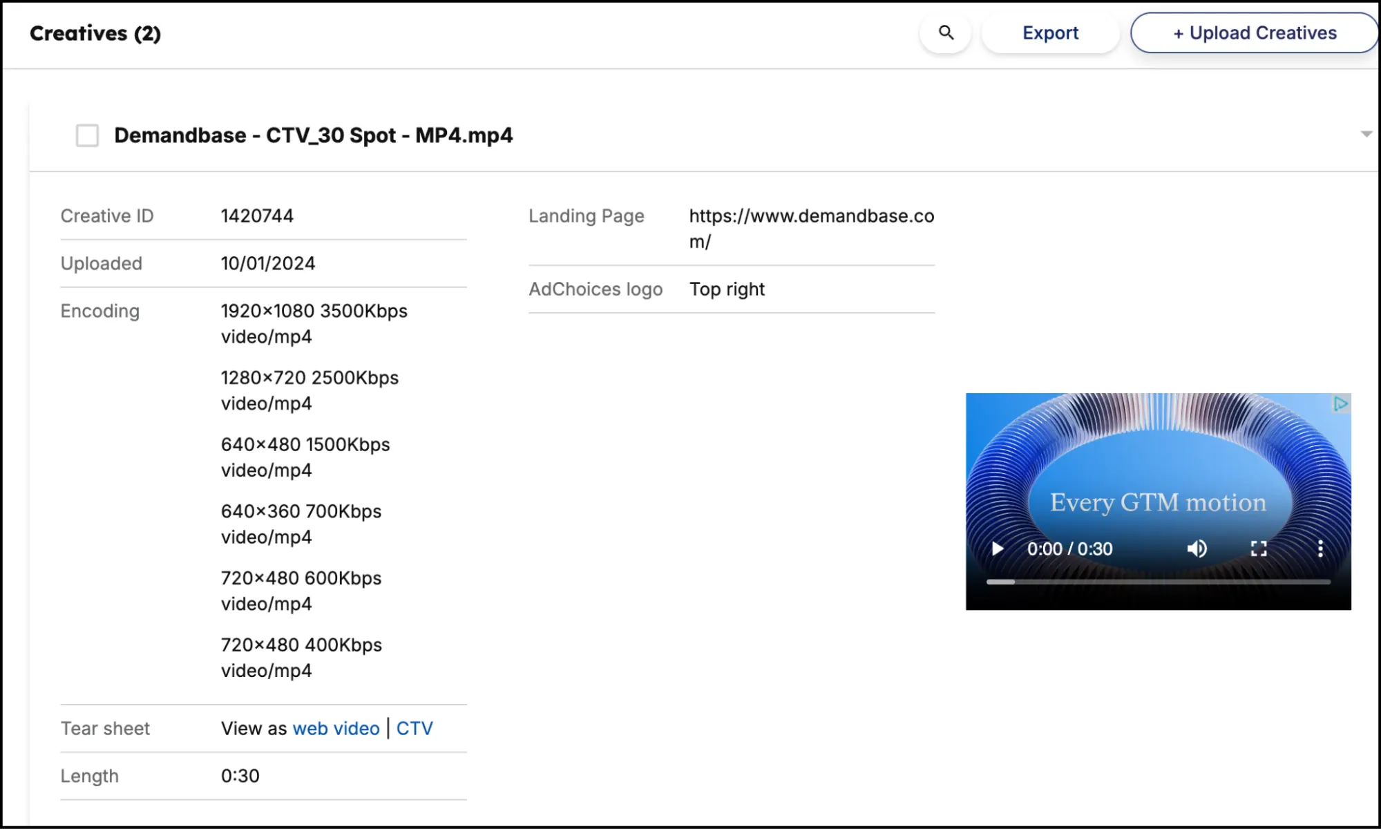 Demandbase adjust creative