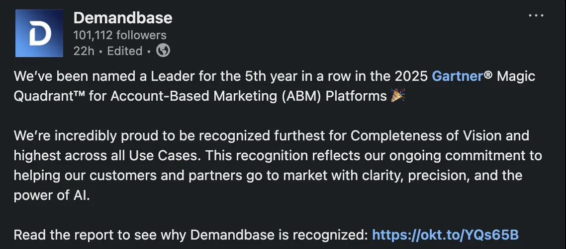 New recognition by Gartner