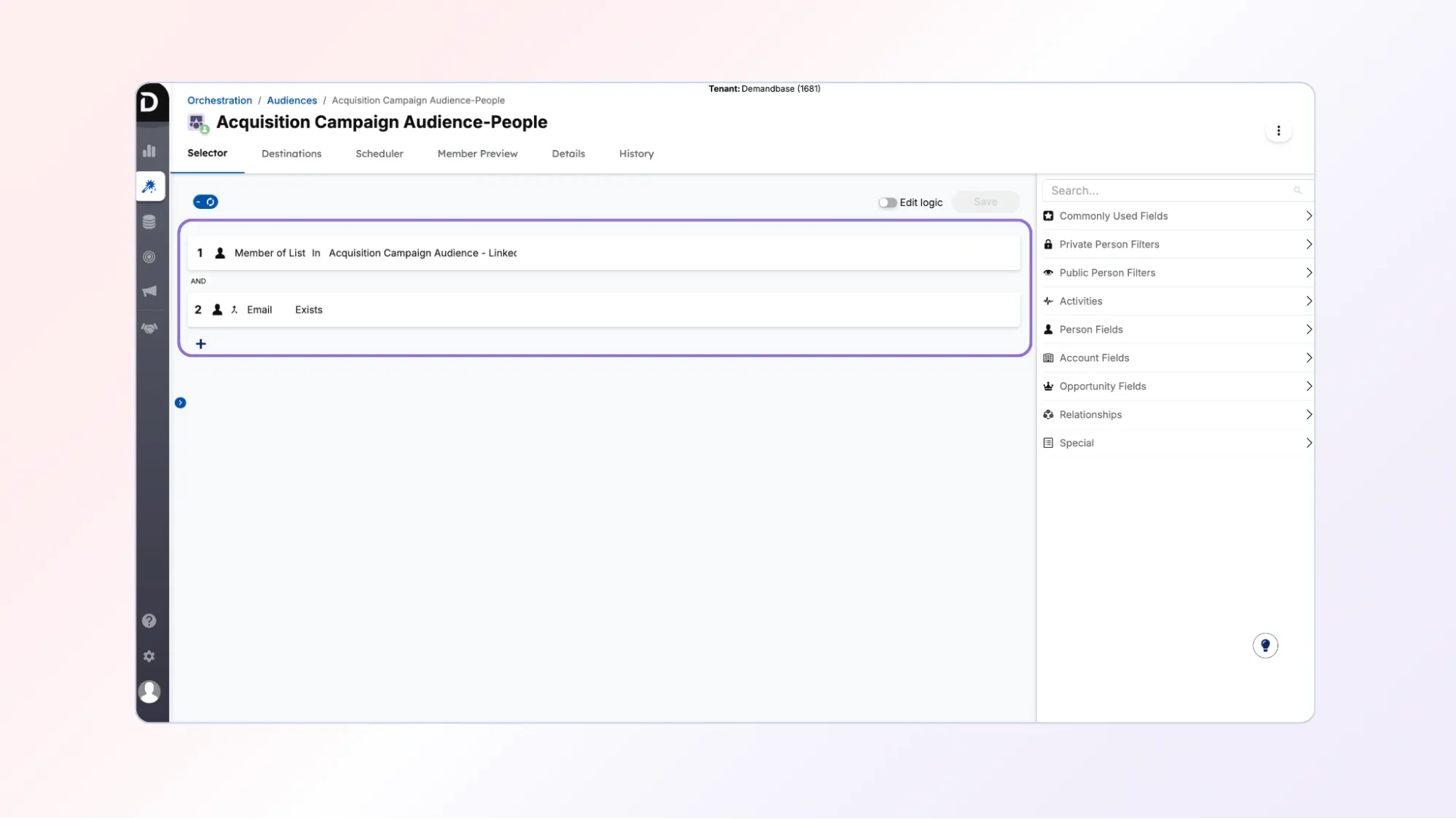 Member of List selector