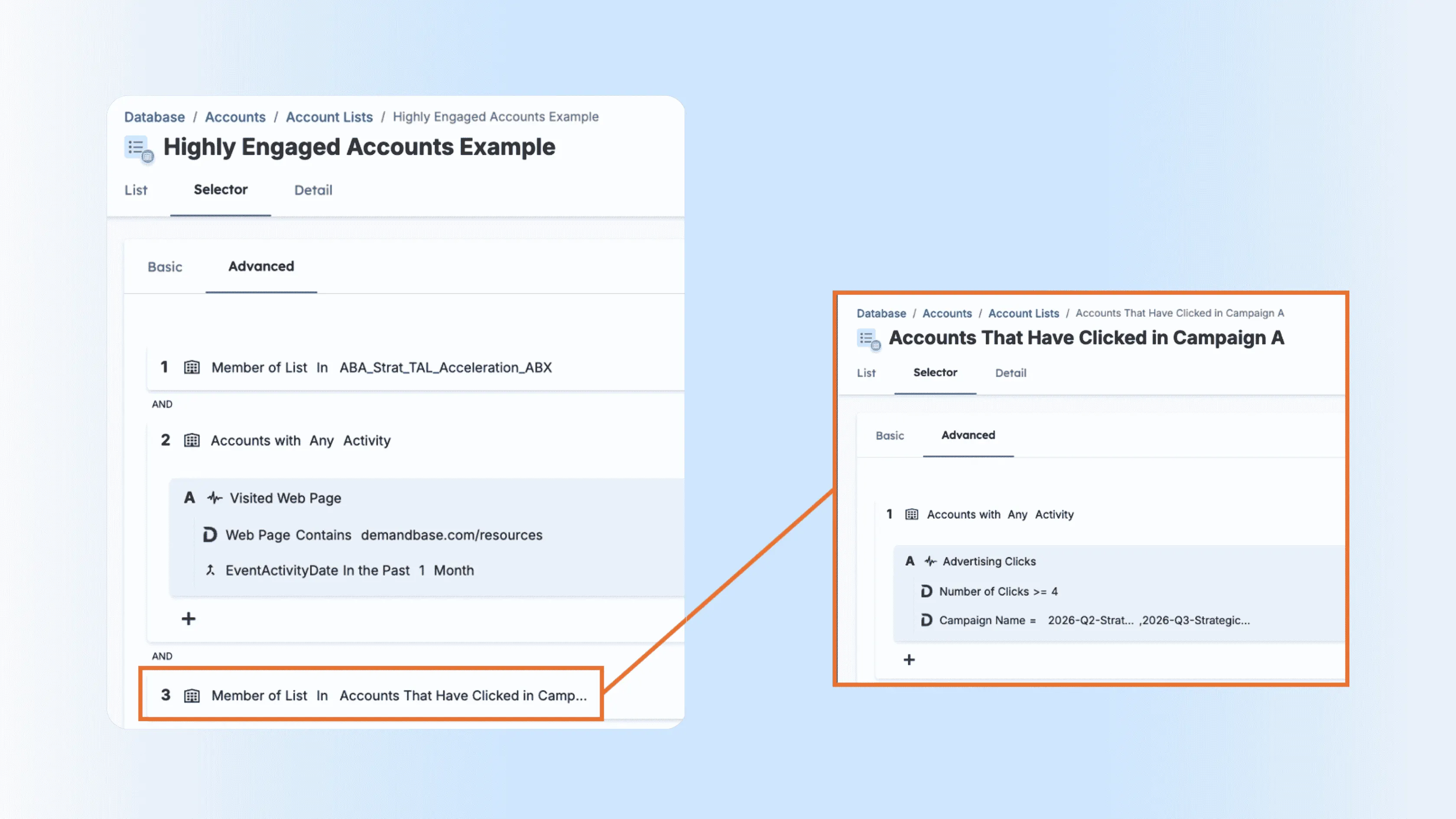 Highly Engaged Accounts list” width=
