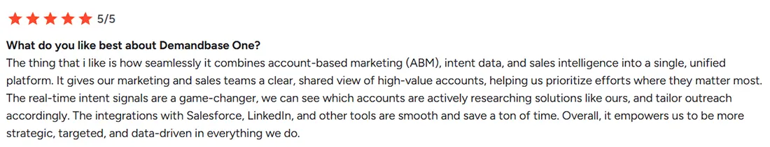 Buyer intelligence side is also where Demandbase pulls ahead