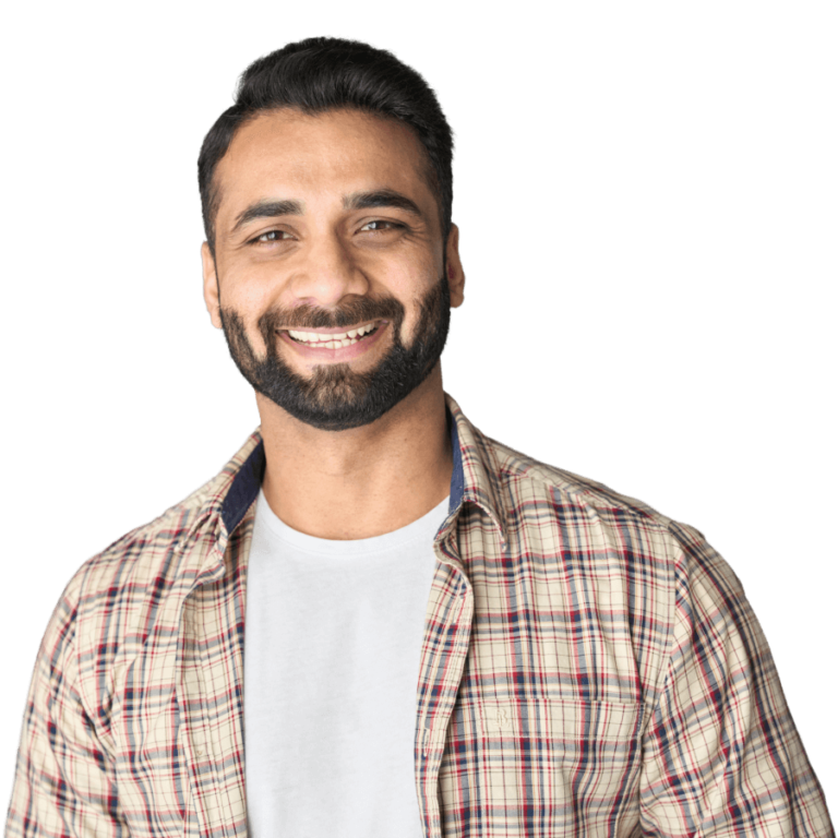 Smiling man working in digital marketing